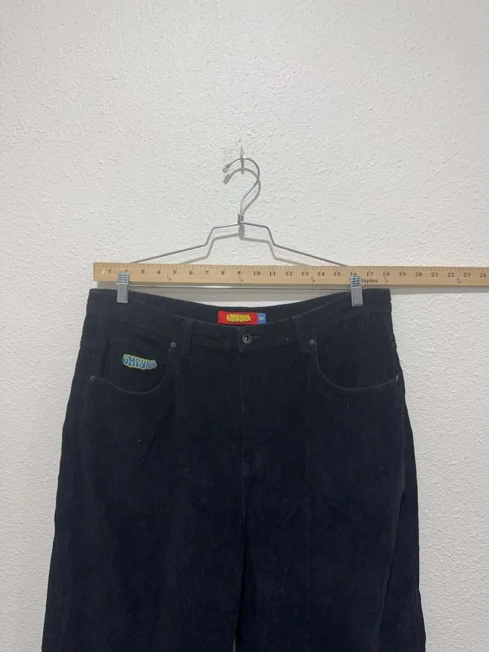 Empyre Loose Fit Men's Black Corduroy Pants Size 34